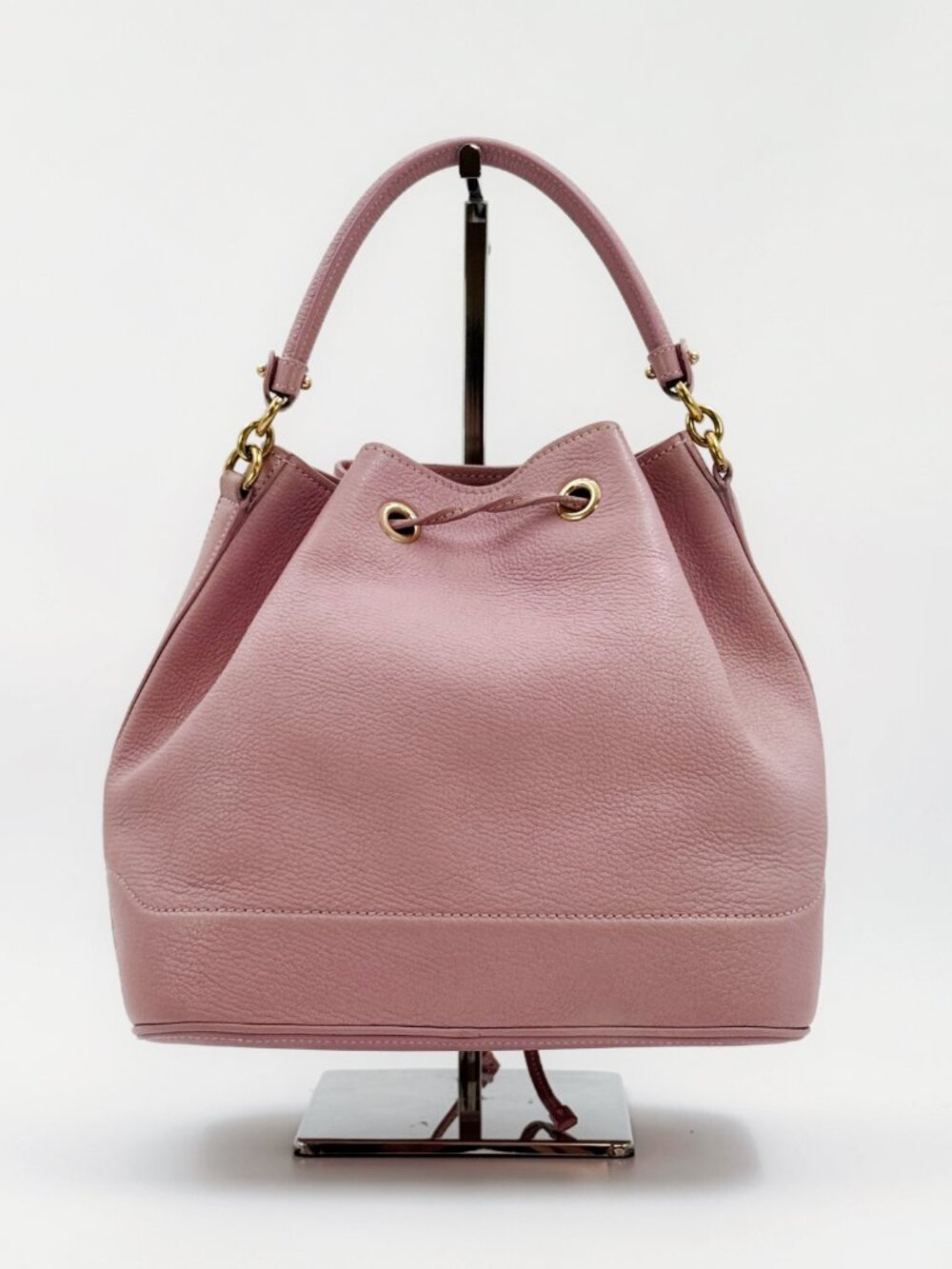 Salvatore Ferragamo Millie Pink Leather Bucket Bag 2-Way Shoulder Crossbody - Picture 2 of 14
